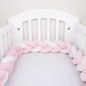 Tresse de lit rose et blanc pour bébé